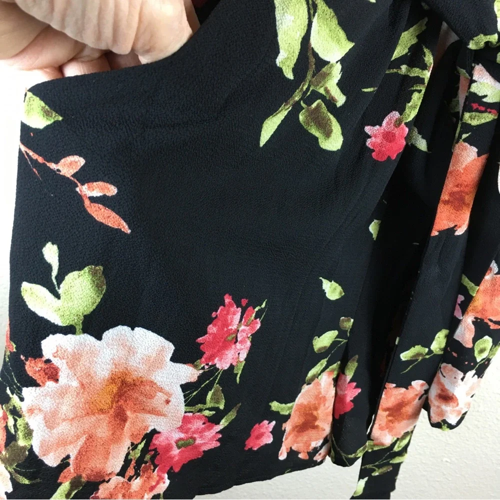 Premier Amour Floral Romper Crepe Ruffle Short Sleeve Off Shoulder Back Zip 10